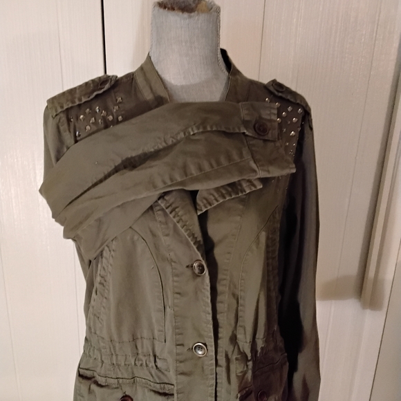 Womens STYLE & CO Army/olive Green Button Front Jacket, Size XL - Picture 6 of 12